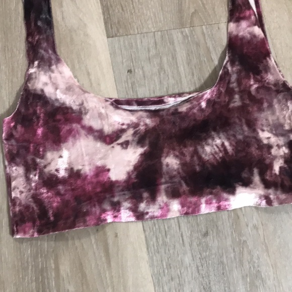 Urban Outfitters Out From Under Purple Velour Tie Dye Bralette Crop Top Medium M - Picture 2 of 4
